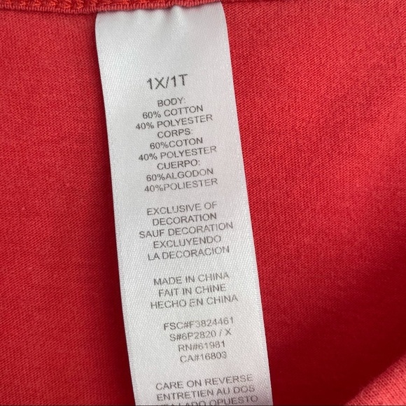 Unbranded Red Orange Crochet V-Neck Tee - Picture 3 of 7